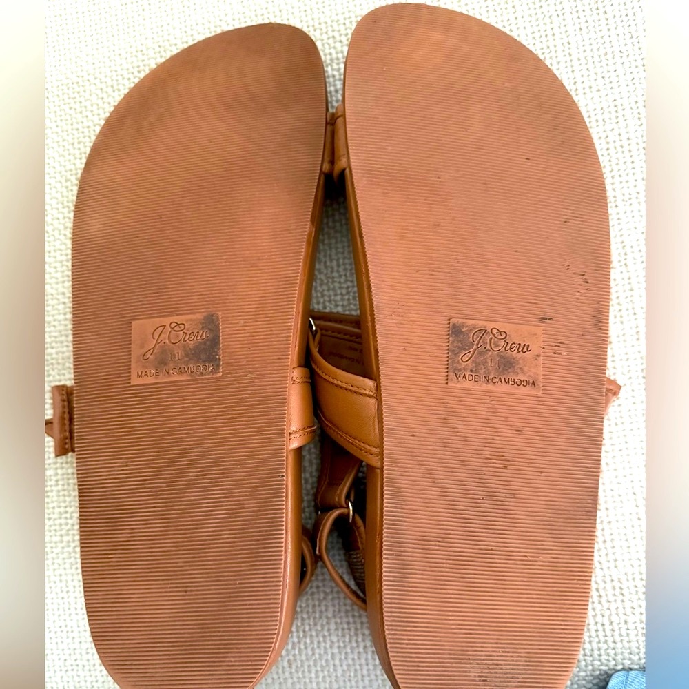 J. Crew Tan Pacific Sandals Adjustable Leather Straps Hook and Loop closure 11 - Picture 4 of 4